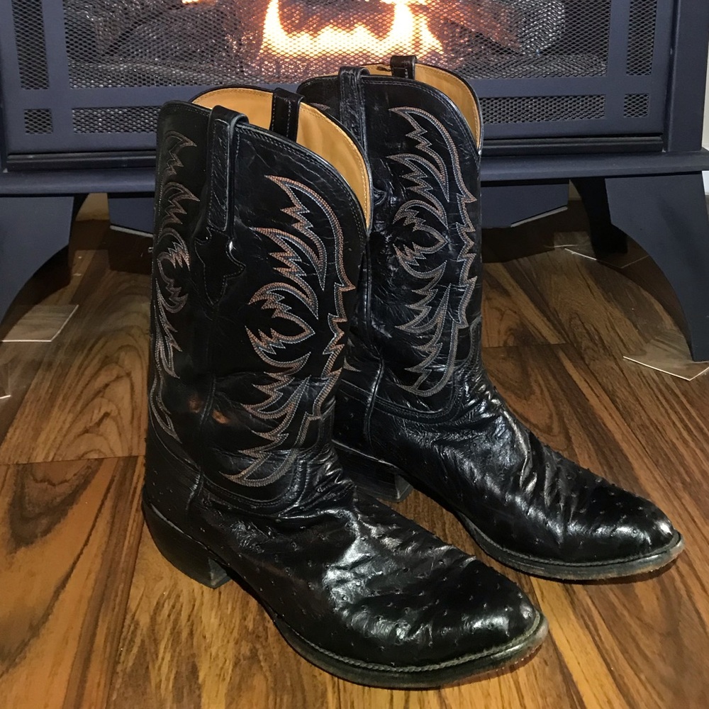 Lucchese Men’s Ostrich Leather Boots 12D